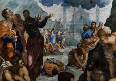 Der heilige Augustinus heilt den Lahmen (Detail) von Jacopo Robusti Tintoretto
