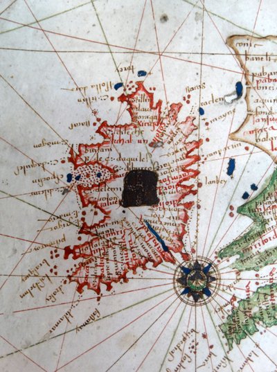 Irland, Detail einer Renaissance-Karte von Europa, nach Jacopo Russo, 1528 von Jacopo Russo
