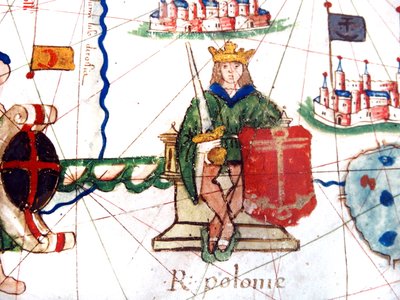 Detail des Königs von Polen aus einer Renaissance-Karte Europas, Jacopo Russo (nach), 1528 von Jacopo Russo