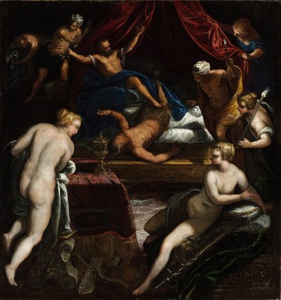Herkules vertreibt den Faun aus Omphales Bett von Jacopo Tintoretto
