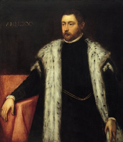 Fünfundzwanzigjähriger Jüngling mit pelzgefüttertem Mantel von Jacopo Tintoretto