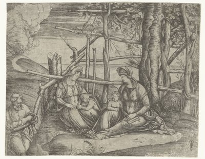 Heilige Familie mit Elisabeth und Johannes dem Täufer von Jacopo de