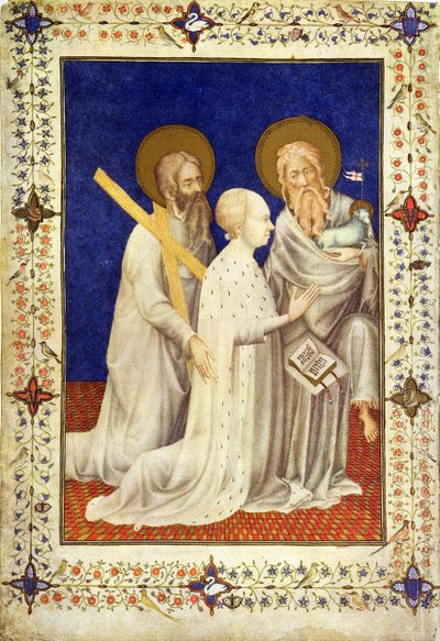 MS 11060-11061 John, Herzog von Berry auf seinen Knien zwischen St. Andreas und St. Johannes, Französisch, aus den 