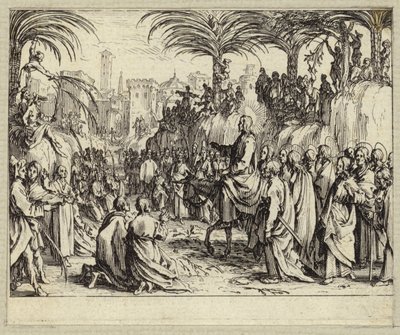 Jesus Christus zieht in Jerusalem ein (Stich) von Jacques (after) Callot