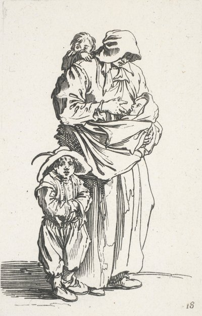 Eine Mutter und ihre drei Kinder, aus Die Bettler von Jacques Callot