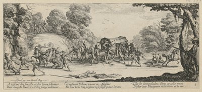 Angriff auf eine Postkutsche, Blatt 8 der Folge "Grauen des Krieges" von Jacques Callot