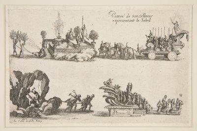 Kampf an der Barriere, Eintritt seiner Hoheit (Karl IV) repräsentiert die Sonne von Jacques Callot