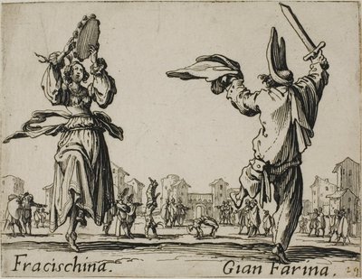 Fracischina - Gian Farina, Platte 17 aus Balli di Sfessania von Jacques Callot