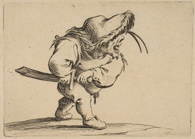 Der Mann, der sich darauf vorbereitet, sein Schwert zu ziehen, aus Varie Fig..., 1616-22 von Jacques Callot