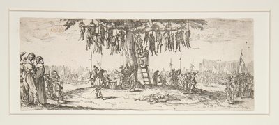 La pendaison aus Les grandes misères de la guerre von Jacques Callot