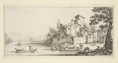 Der Spaziergang auf dem Wasser, aus Landschaften für Giovanni de Medici von Jacques Callot