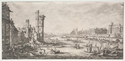 Die zwei großen Ansichten von Paris: Blick auf den Louvre von Jacques Callot