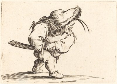 Mann, der sich darauf vorbereitet, sein Schwert zu ziehen, um 1622 von Jacques Callot