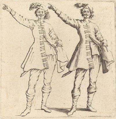 Offizier, mit ausgestrecktem Arm, Vorderansicht von Jacques Callot