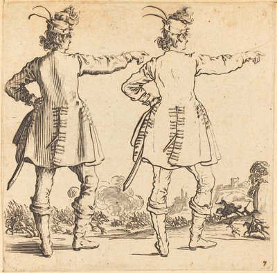 Offizier mit Federn im Hut, von hinten gesehen von Jacques Callot
