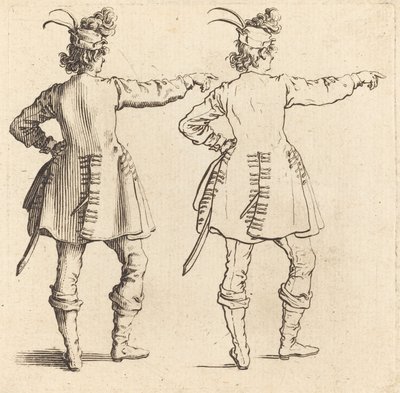 Offizier mit Federn im Hut, von hinten gesehen von Jacques Callot