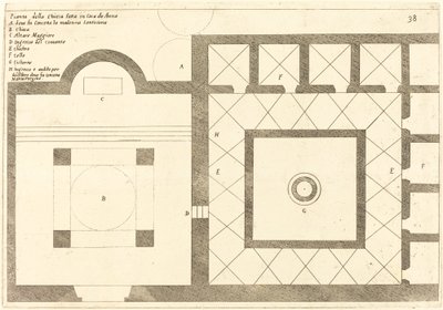 Plan der Kirche in der Nähe des Hauses von Annas, 1619 von Jacques Callot