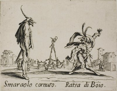 Smaraolo cornuto - Ratsa di Boio, Tafel 4 aus Balli di Sfessania von Jacques Callot