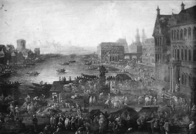 Platz in Paris mit vielen Figuren von Jacques Callot