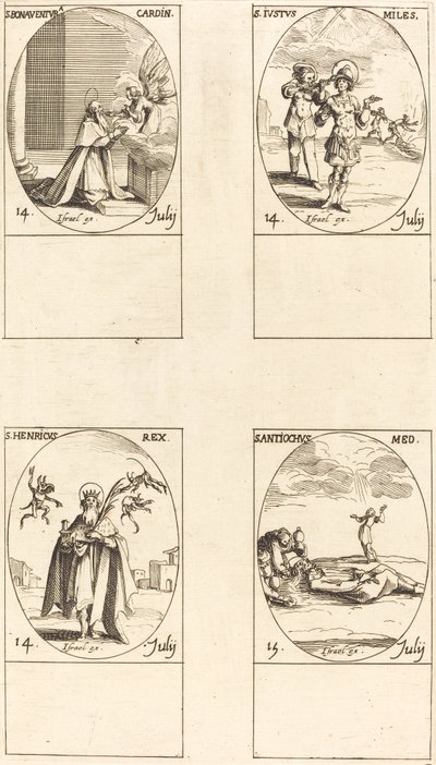 Hl. Bonaventura; Hl. Justus; Hl. Heinrich, Kaiser; Hl. Antiochus von Jacques Callot