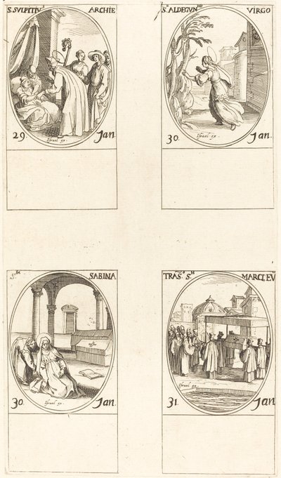 St. Sulpicius; St. Aldegondes; St. Sabina; Die Berufung des Heiligen Markus von Jacques Callot