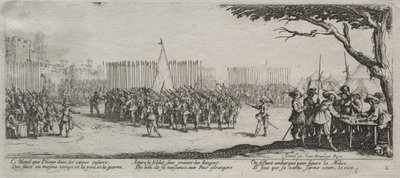 Die großen Leiden des Krieges: Einschreibung der Truppen von Jacques Callot