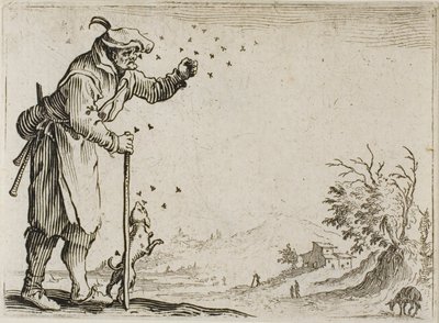 Der Bauer, der von Bienen angegriffen wird, aus Die Launen von Jacques Callot