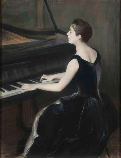 Porträt der Pianistin Léontine Bordes-Pène 1858-1924, 1889-1890 von Jacques Emile Blanche