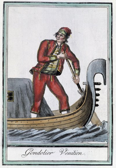 Gondoliere in Venedig - in „Encyclopédie des voyages“ von Grasset Saint Sauveur, ed. Paris 1796 von Jacques Grasset de Saint Sauveur