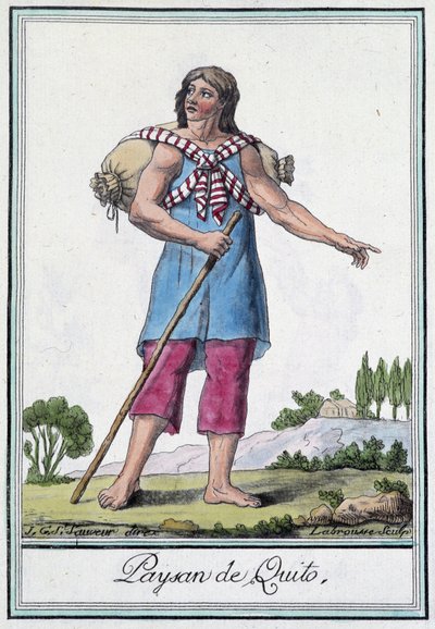 Bauer aus Quito (Ecuador) - in „Enzyklopädie der Reisen“ von Grasset St Sauveur, ed. 1796 von Jacques Grasset de Saint Sauveur