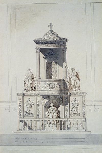 Entwurf für eine Kanzel, ca. 1825 (Feder und Tinte und Aquarell auf Papier) von Jacques Ignace Hittorff