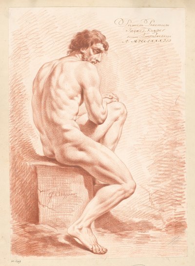 Sitzender männlicher Akt, von hinten gesehen (1. Preis 1783) von Jacques Kuyper