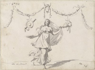 Ornament mit einer Frau in antiker Kleidung von Jacques Louis David