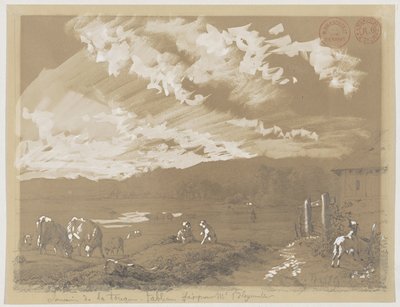 Landschaft mit Frau und Hund von Jacques Raymond Brascassat