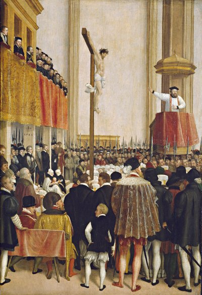 Die Predigt des päpstlichen Legaten Cornelio Musso in der Augustinerkirche von Wien von Jakob Seisenegger