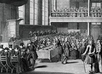 Abendessen der Anabaptisten, Gravur von Jacobus van der Schley aus Religiöse Zeremonien und Bräuche aller Völker der Welt von Jakob van der Schley