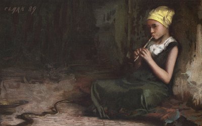 Mädchen bezaubert eine Schlange von James (after) Clark