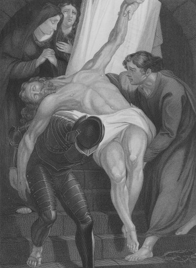 Die Grablegung Christi, Lukas 23, Vers 50-56 (Gravur) von James (after) Northcote