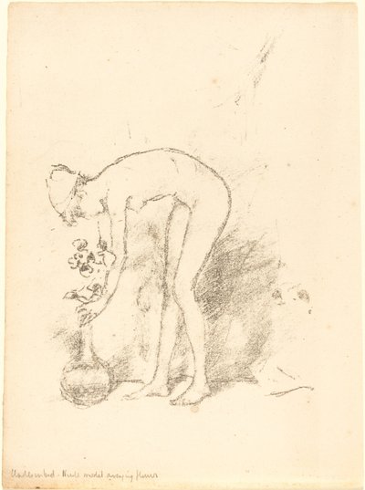 Ein Aktmodell arrangiert Blumen, ca. 1892 von James Abbott McNeill Whistler