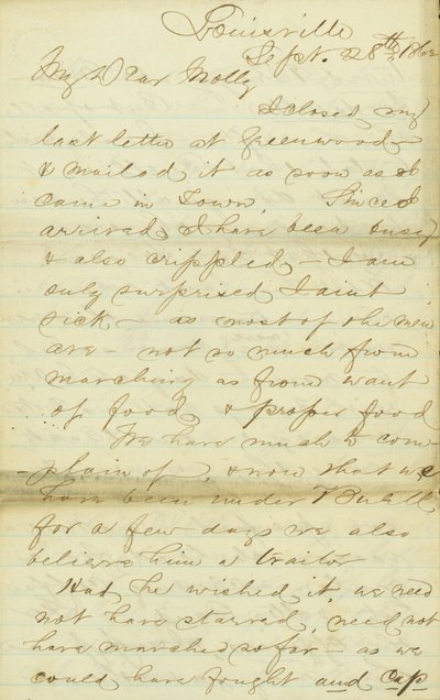 Brief von James E. Love, Louisville, an Molly, 28.-30. September 1862 von James Edwin Love