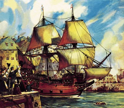 Die Mayflower verlässt Plymouth von James Edwin McConnell