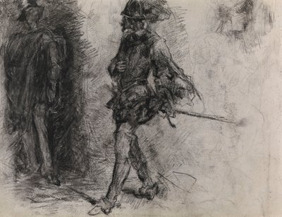 Spanier im Schatten stehend, ein anderer Mann und ein Kopf im Profil von James Ensor