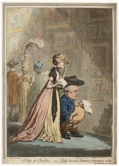 Ein Blick auf Christies; oder Tally-ho, & seine Nimeney-Pimmeney beim Morgenspaziergang von James Gillray