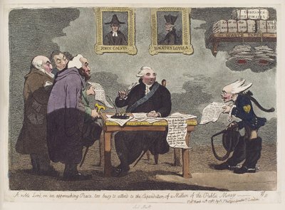 Ein edler Herr, bei einem bevorstehenden Frieden zu beschäftigt, um sich um die Ausgabe von einer Million öffentlicher Gelder zu kümmern von James Gillray von James Gillray