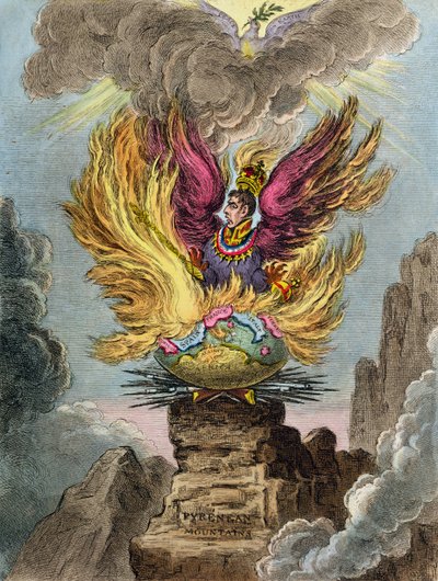 Apotheose des korsischen Phönix, veröffentlicht von Hannah Humphrey im Jahr 1808 von James Gillray