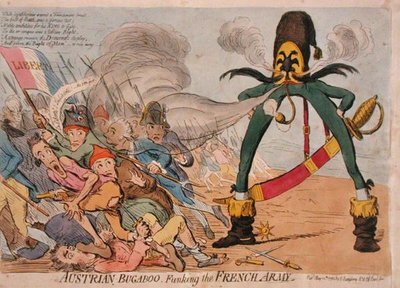 Österreichischer Schreckgespenst, das die französische Armee erschreckt von James Gillray
