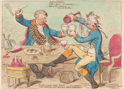 Gott schütze den König. - In einem Bumper. Oder - Eine Abendszene dreimal die Woche in Wimbleton von James Gillray