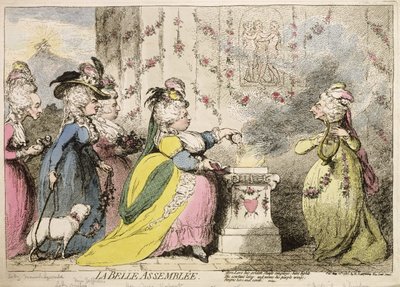 La Belle Assemblée, veröffentlicht von Hannah Humphrey 1787 (handkolorierte Radierung) von James Gillray