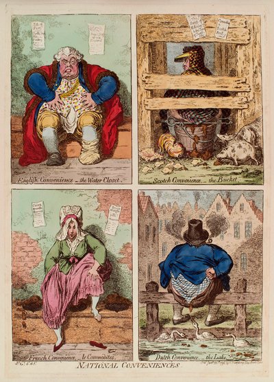 Nationale Annehmlichkeiten. (Beschreibung und Vergleich der Toiletten in England, Schottland, Frankreich und Holland) von James Gillray