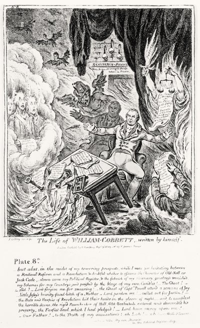 Tafel 8, aus Das Leben von William Cobbett, geschrieben von ihm selbst, veröffentlicht von H. Humphrey, 1809 von James Gillray